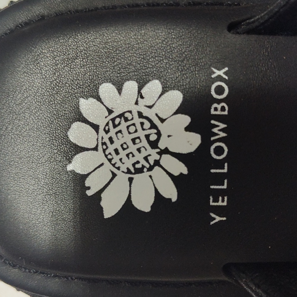 Yellow Box Black Sparkle Wedge Sandals - Picture 3 of 5